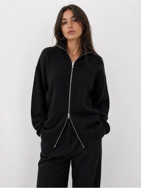 JULES COTTON RIBBED DOUBLE ZIP SWEATER